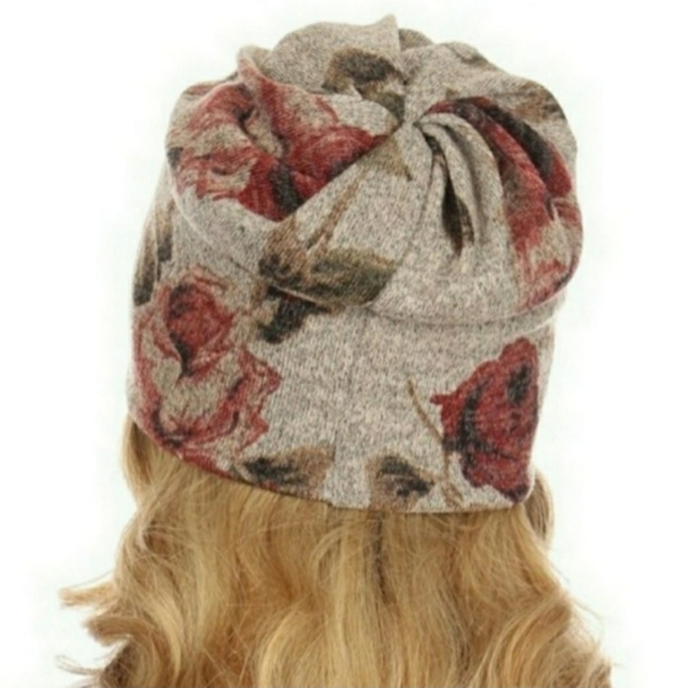 Floral Slouch Beanie With or Without Ponytail - Picture 4 of 7